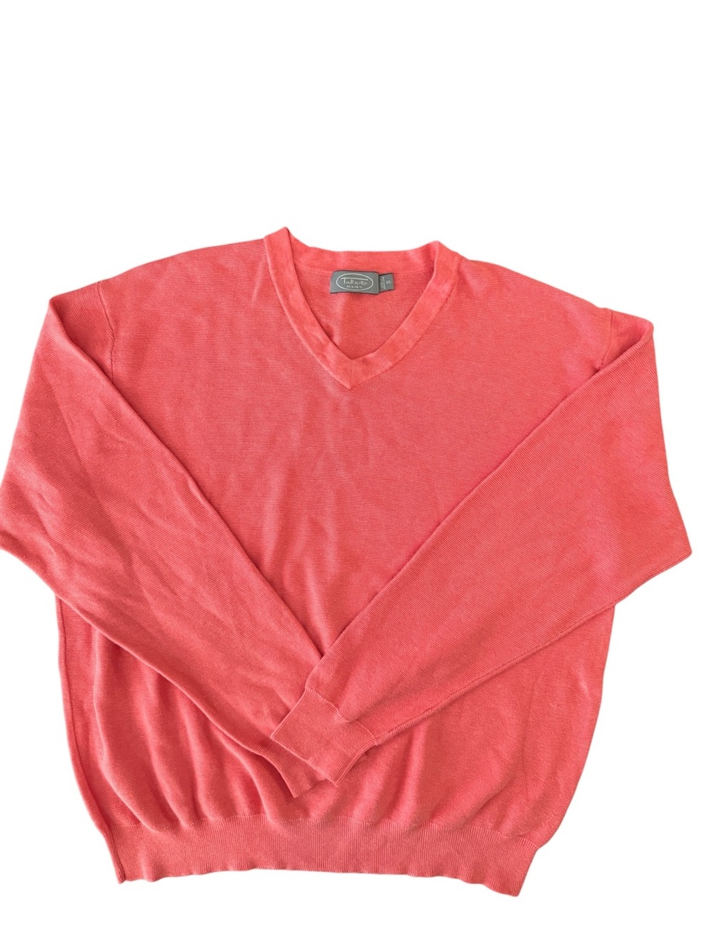 Talbots Men XL Coral V Neck Sweater 100% Cotton Lightweight Preppy Golf Coastal